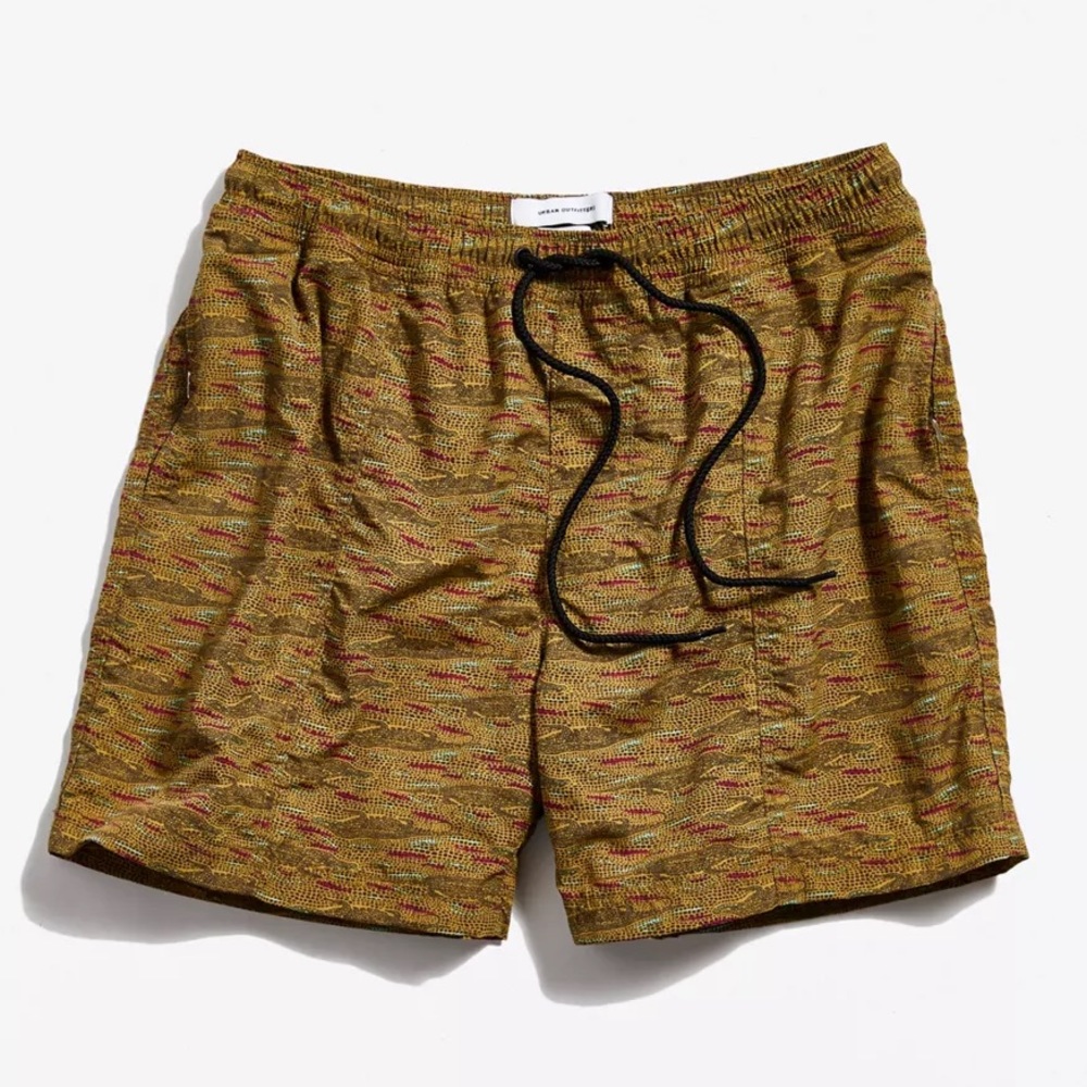 UO Printed Nylon Faille Green Multi Short